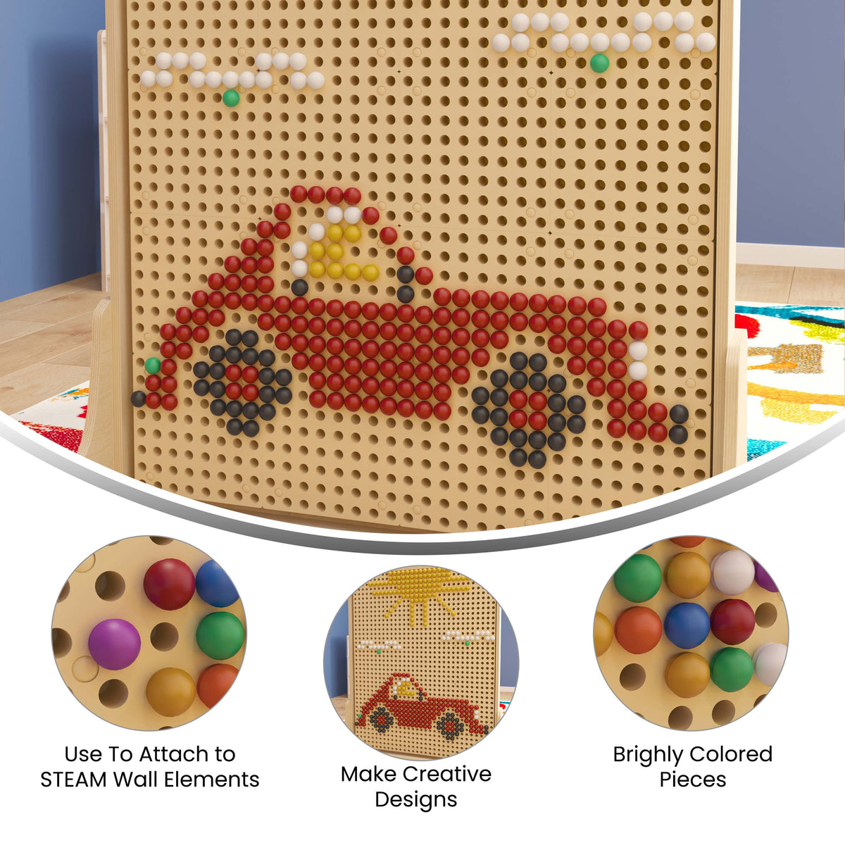 Multicolor Plastic Peg Set for STEAM Wall Systems - 512 Pieces