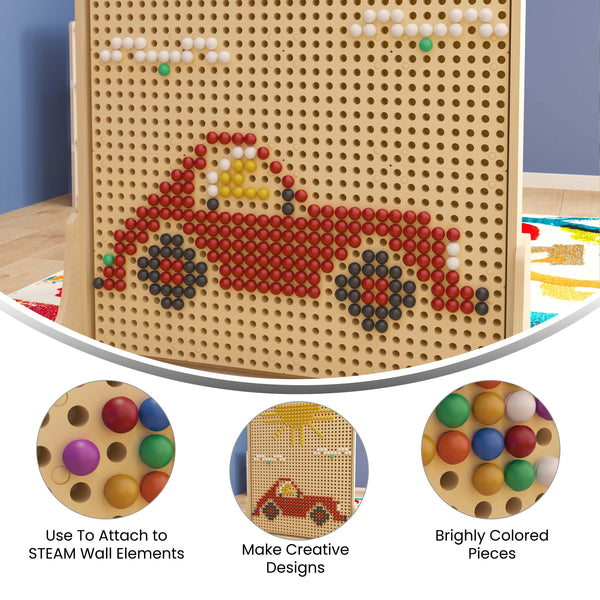 Multicolor Plastic Peg Set for STEAM Wall Systems - 512 Pieces