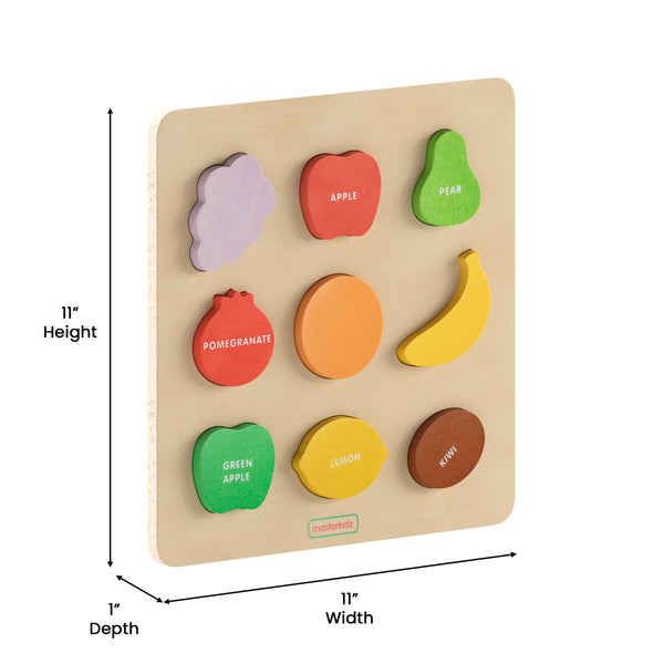 Commercial Grade STEM Fruit Shapes Wooden Puzzle Board - Natural/Multicolor