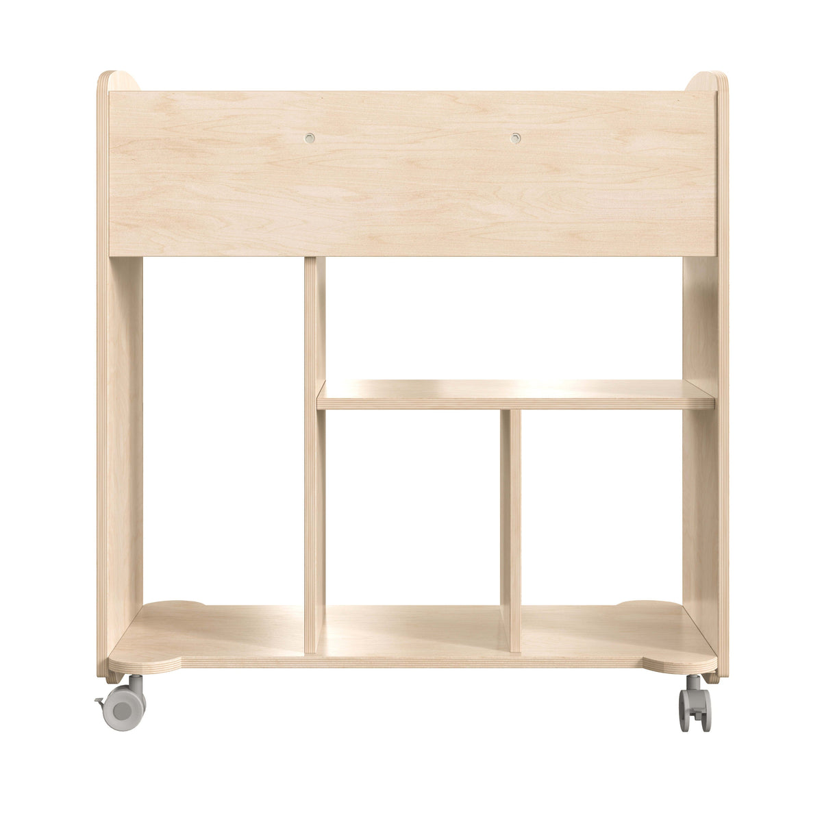 Commercial Wooden Classroom Mobile Storage Cart with 10 Compartments, Natural