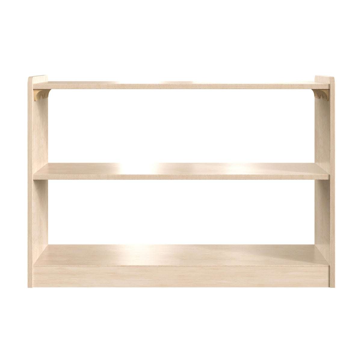 Commercial Grade Natural Finish Wooden Classroom Extra Wide 2 Shelf Storage Unit