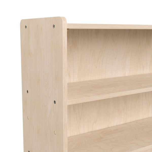 Commercial Grade Natural Finish Wooden Classroom Extra Wide 3 Shelf Storage Unit