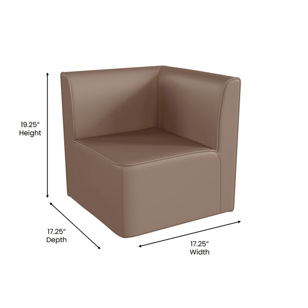 Commercial Grade Armless Modular 1-Seater Corner Chair - Neutral Vinyl