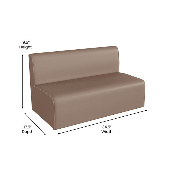 Commercial Grade Armless Modular 2-Seater Classroom Sofa - Neutral Vinyl
