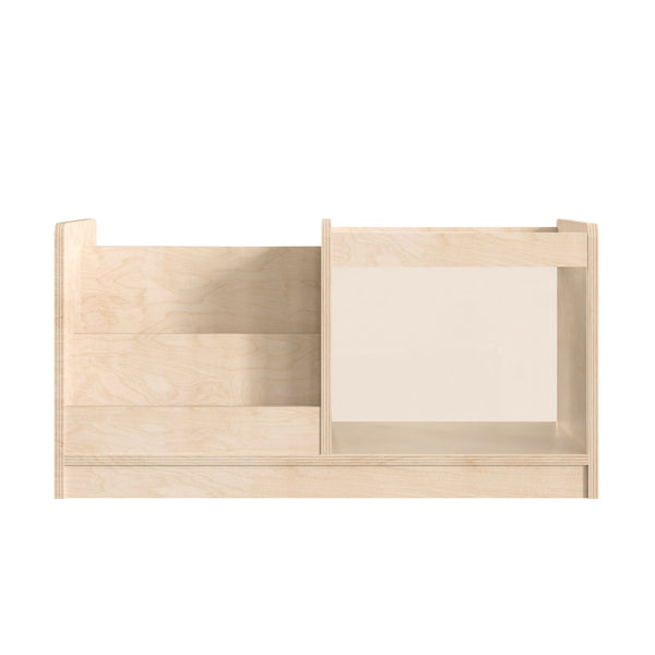 Commercial Grade Natural 2 Tier Double Display Shelf with Clear Storage Bin