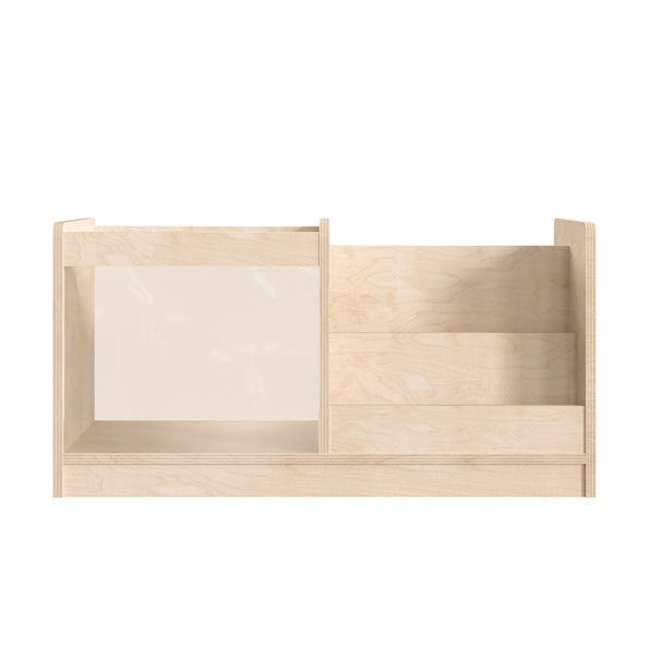 Commercial Grade Natural 2 Tier Double Display Shelf with Clear Storage Bin