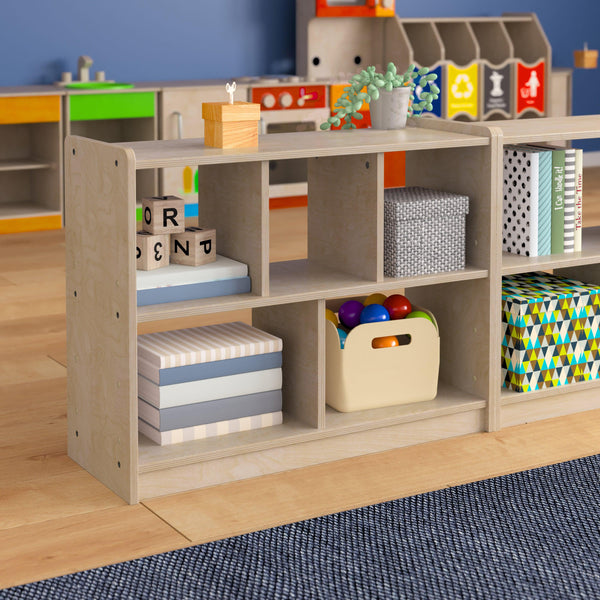 Wooden 5 Section Commercial Grade Modular Classroom Storage Cabinet, Natural