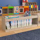 Commercial Grade Natural Finish Wooden Classroom 2 Tier Display Shelf Unit