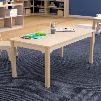 Bright Beginnings Commercial Grade Rectangular Wooden Preschool Classroom Activity Table - View 2