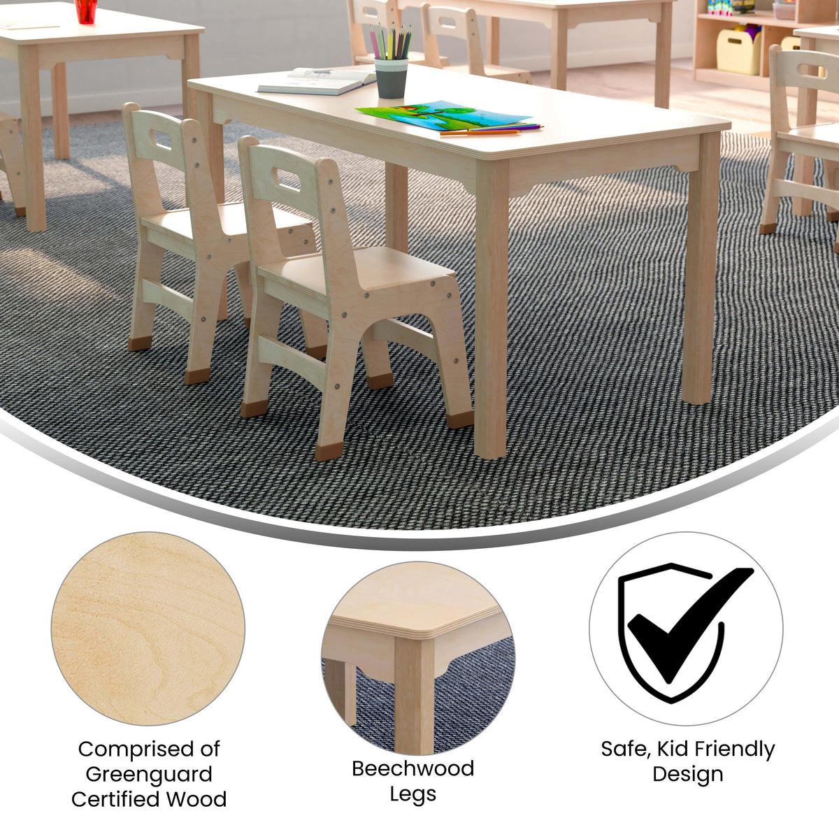 Commercial 23.5 x 47.25 Rectangular Wooden Classroom Activity Table - Beech