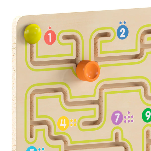 Commercial Grade Wooden STEM Sliding Maze Learning Board-Natural/Multicolor
