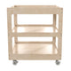 Commercial Grade Natural Wooden 3 Shelf Square Classroom Mobile Storage Cart