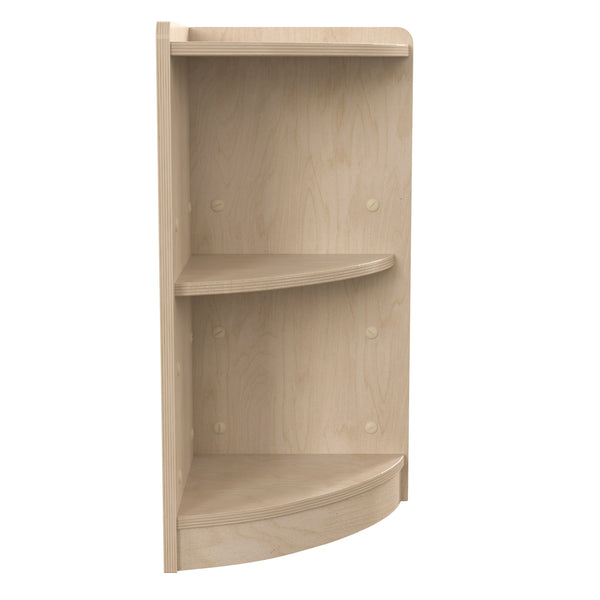 Commercial Grade Natural Finish Wooden Classroom 2 Tier Corner Storage Unit