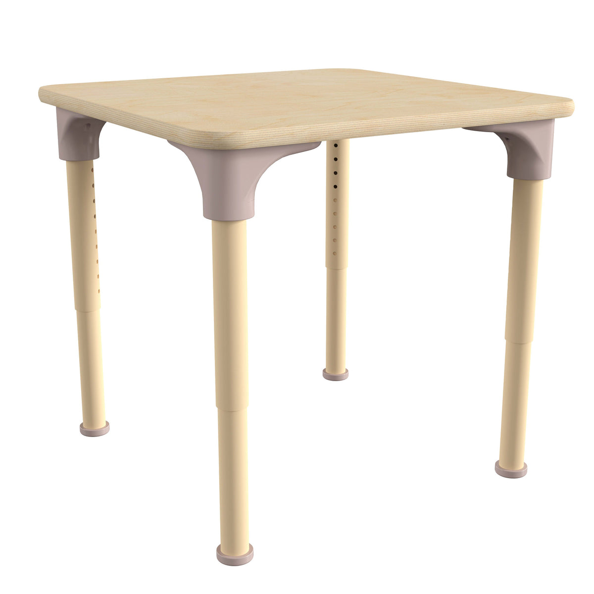 Commercial Grade Adjustable Height Square Wooden Classroom Table - Beech