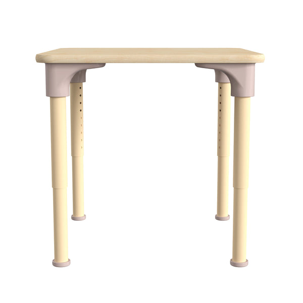 Commercial Grade Adjustable Height Square Wooden Classroom Table - Beech