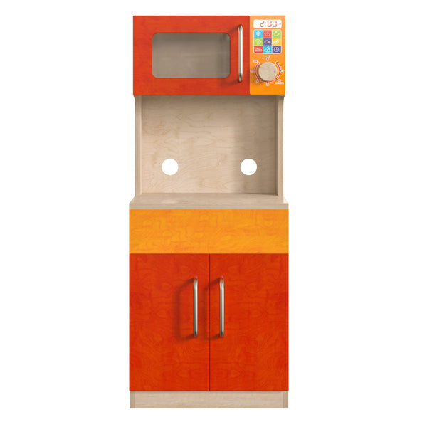 Wooden Commercial Grade Kid's Kitchen Cabinet with Microwave and Storage