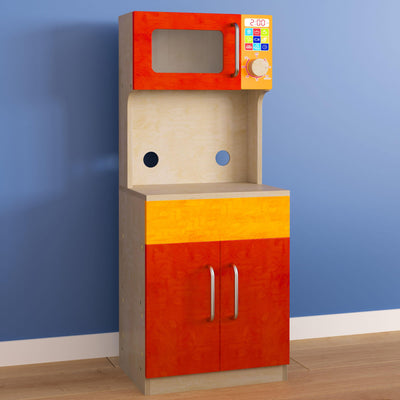 Bright Beginnings Commercial Grade Wooden Children's Kitchen Cabinet with Microwave, Greenguard Certified  Wood - View 2