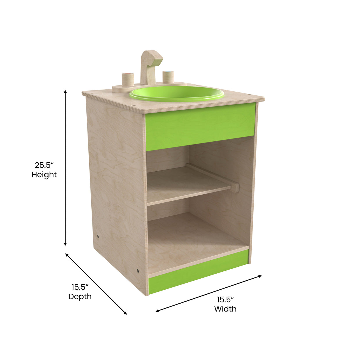 Wooden Commercial Grade Kid's Kitchen Sink with Storage