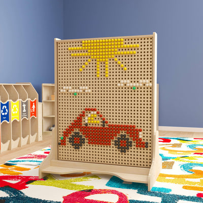 Bright Beginnings Commercial Grade Wooden Double Sided Freestanding STEAM Wall Base with Peg Panels - View 2