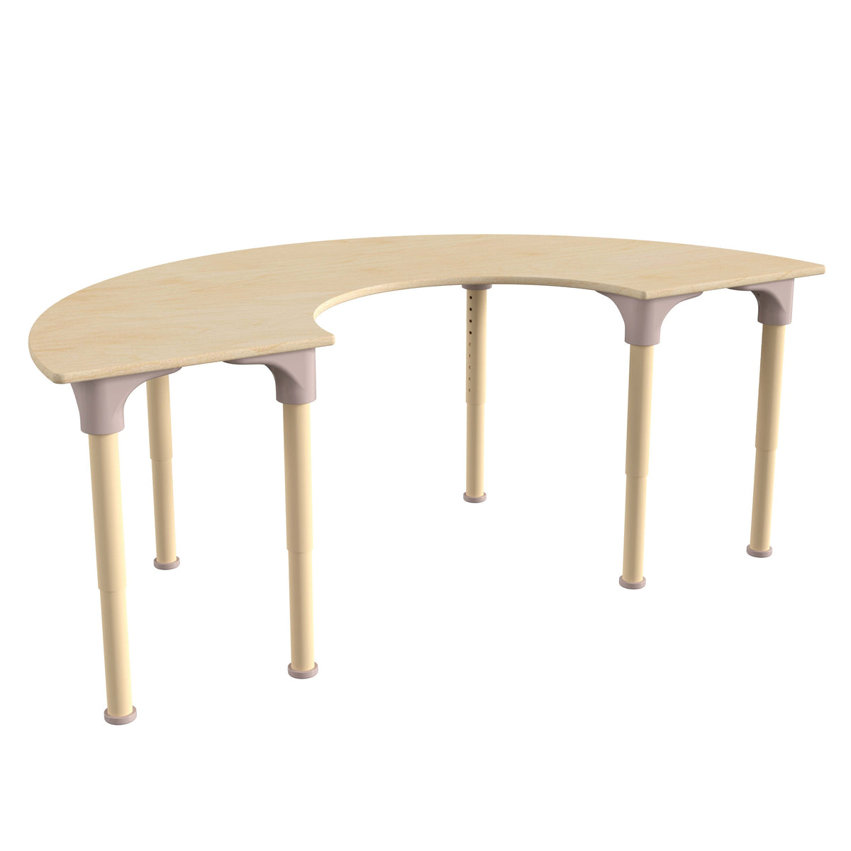 Commercial Grade Adjustable Height Half Circle Wood Activity Table - Beech