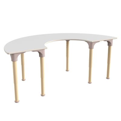 Bright Beginnings Commercial Grade Wooden Half Circle Adjustable Height Classroom Activity Table - Metal Legs Adjust From 15"H - 23"H - View 1