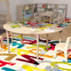 Commercial Grade Adjustable Height Half Circle Wood Activity Table - Beech