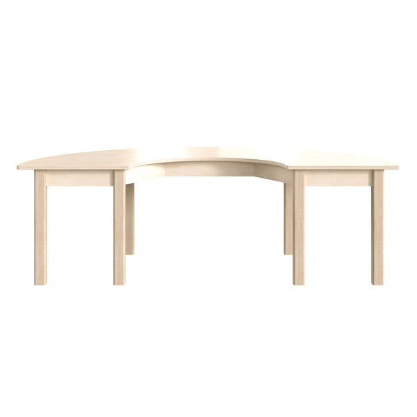 Commercial Grade Half Circle Wooden Classroom Activity Table - Beech