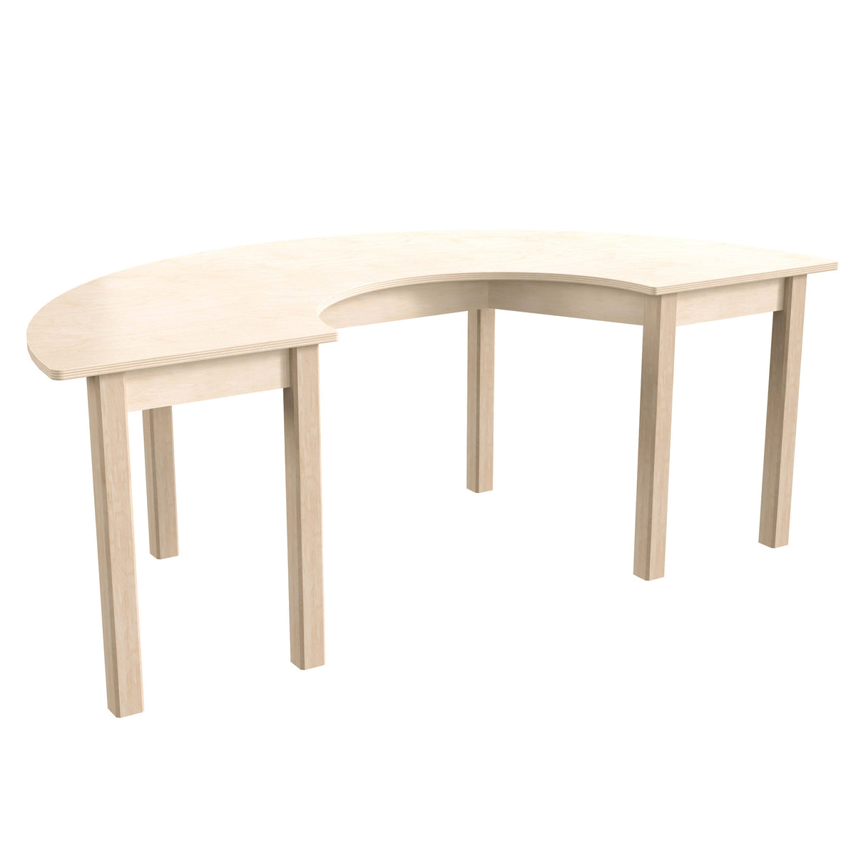 Commercial Grade Half Circle Wooden Classroom Activity Table - Beech