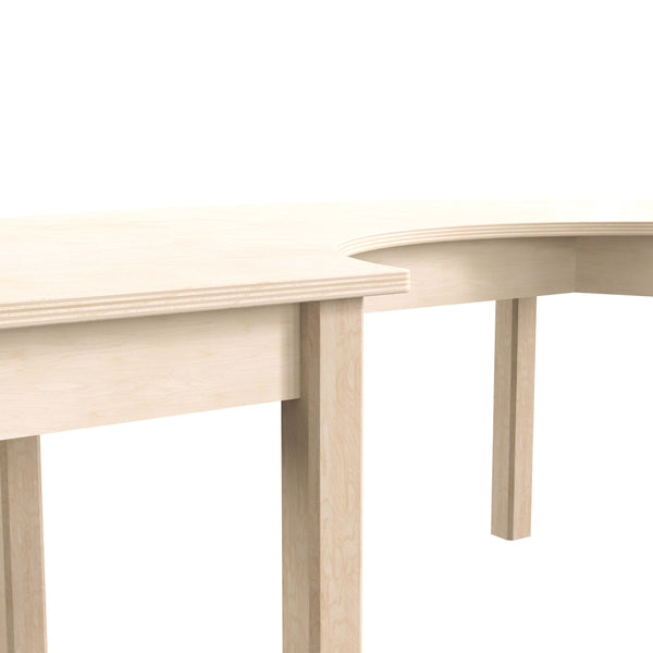 Commercial Grade Half Circle Wooden Classroom Activity Table - Beech