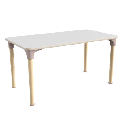 Bright Beginnings Commercial Grade Wooden Rectangle Adjustable Height Classroom Activity Table - Metal Legs Adjust From 15"H - 23"H - View 1