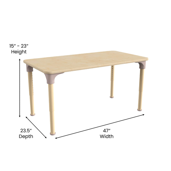 Commercial Grade Adjustable Height Rectangle Wood Activity Table - Beech