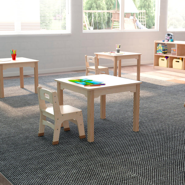 Commercial Grade 23.5inch Square Wooden Preschool Classroom Activity Table - Beech
