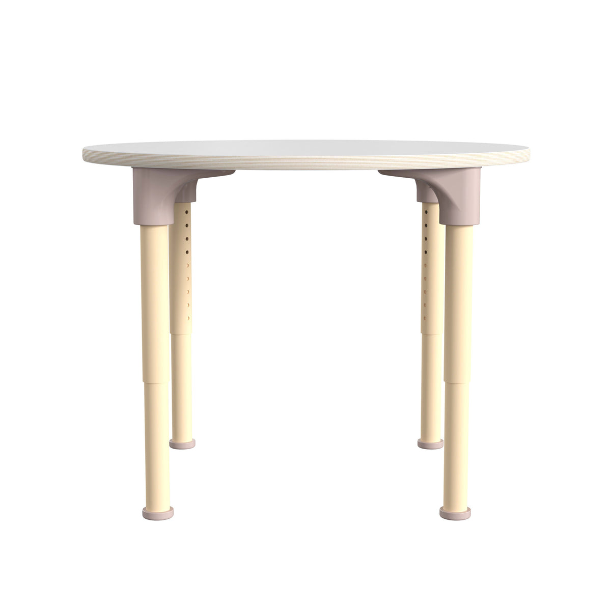 Commercial Grade Adjustable Height Round Wooden Classroom Table - Beech/White