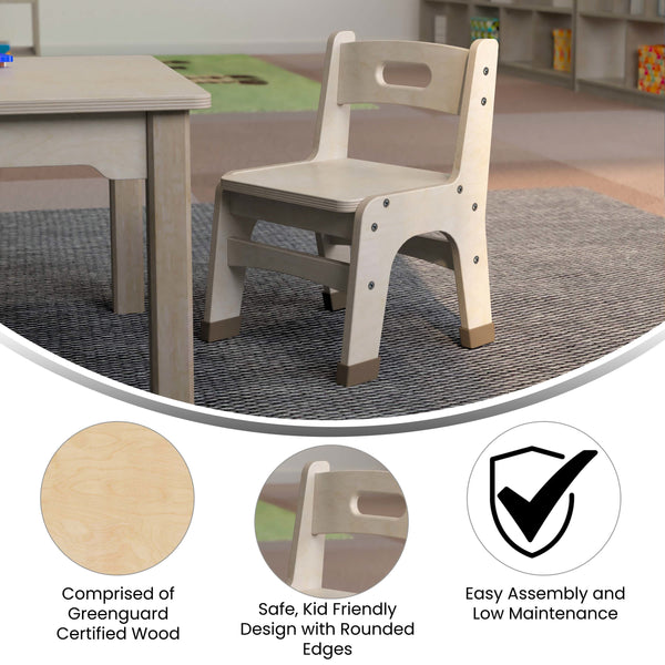 Commercial Grade 9 Inch Natural Wood Classroom Chairs with Carry Handle-2 Pack