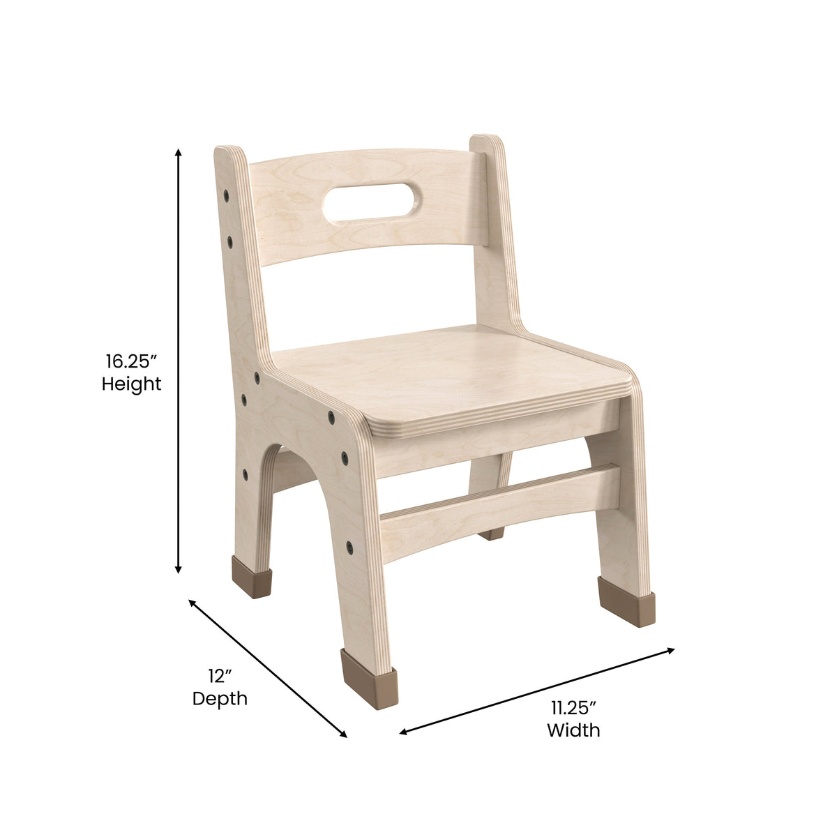 Commercial Grade 9 Inch Natural Wood Classroom Chairs with Carry Handle-2 Pack