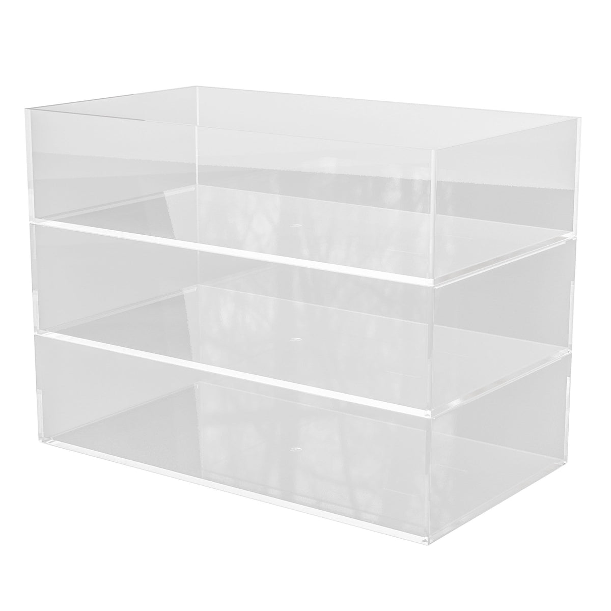 Set of 3 Clear Plastic Stackable Desktop Storage Organizer Trays - 3" x 7.5"