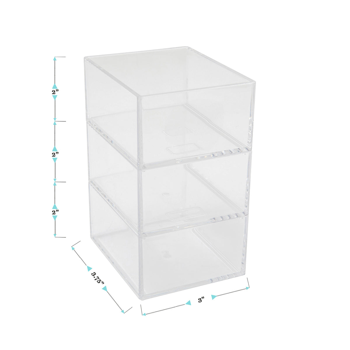 Set of 3 Clear Plastic Stackable Desktop Storage Organizer Trays - 3" x 3.75"