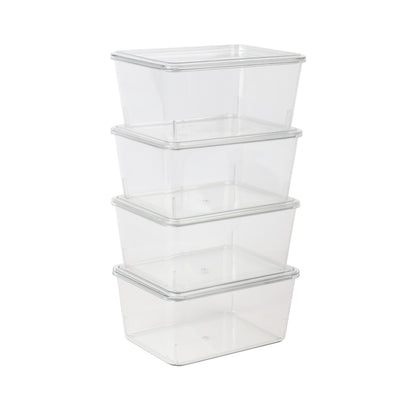 Brody 4 pack Stackable Plastic Storage Box with Lids Office Desktop Organizers, 6.75