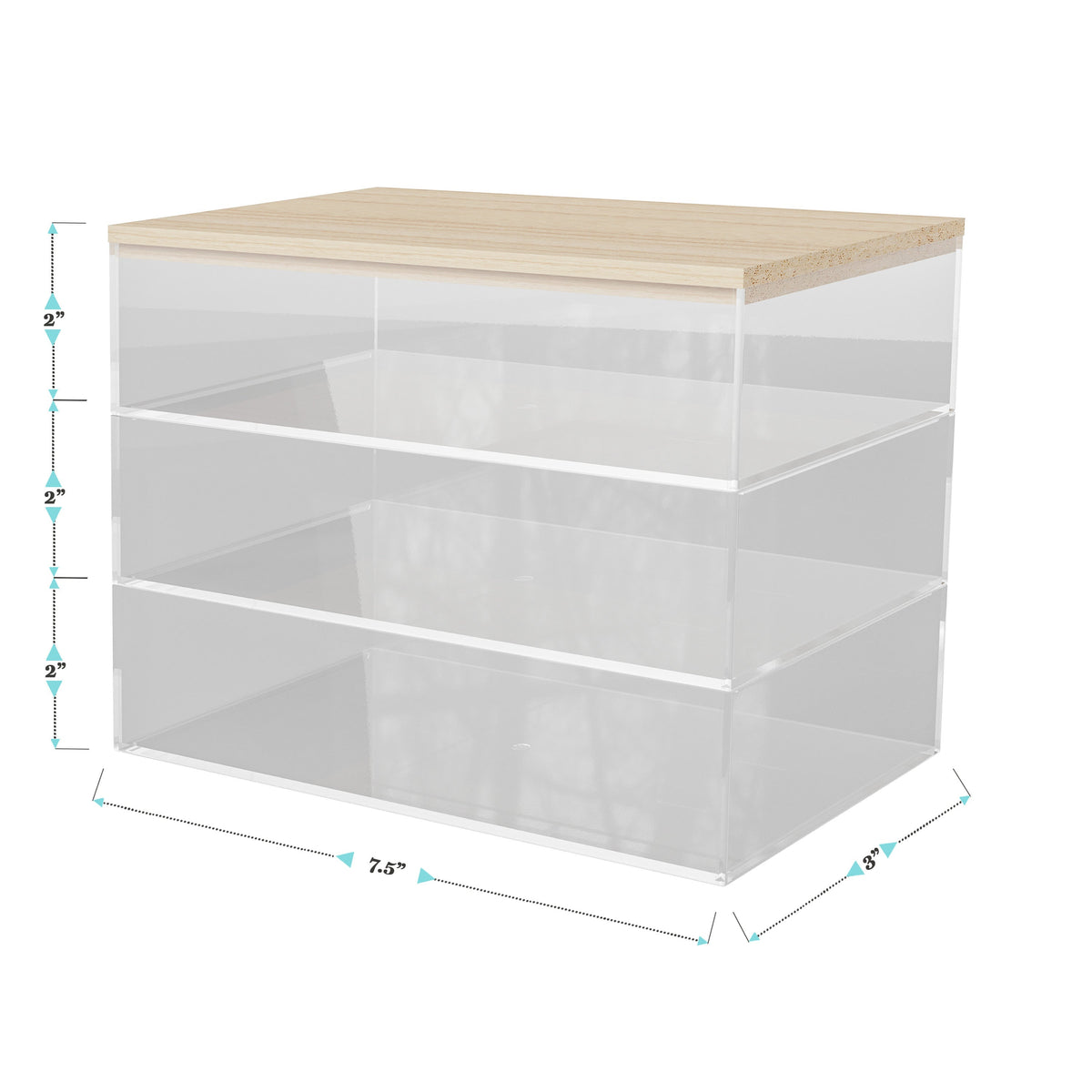 Clear/Light Natural |#| Premium Clear Plastic Storage Bins with Lt Natural Paulownia Wood Lid - 7.5"x3"