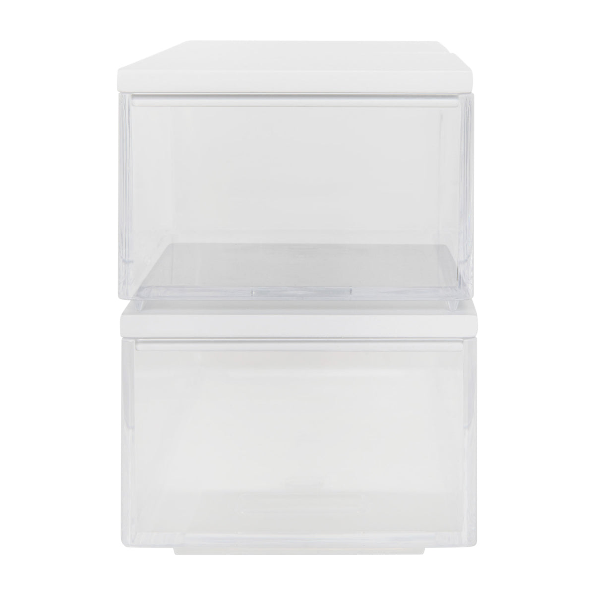 Clear/White |#| Premium Clear Plastic Storage Bins with White MDF Lids-2-SM/1-MED