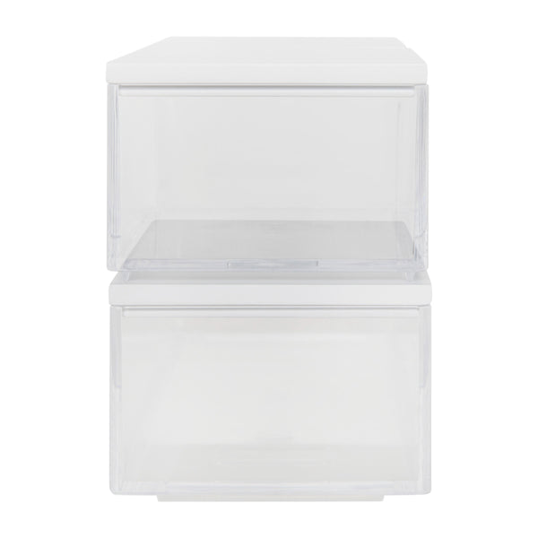 Clear/White |#| Premium Clear Plastic Storage Bins with White MDF Lids-2-SM/1-MED