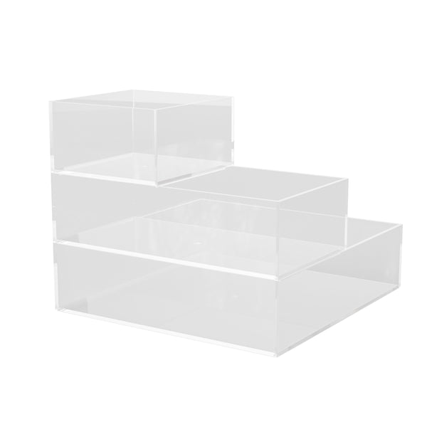 Set of 3 Clear Plastic Stackable Desktop Storage Organizers - 1-S/1-M/1-L