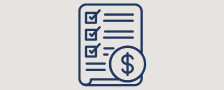 Icon of a document with checkboxes and a dollar sign, likely representing financial tracking or budgeting.