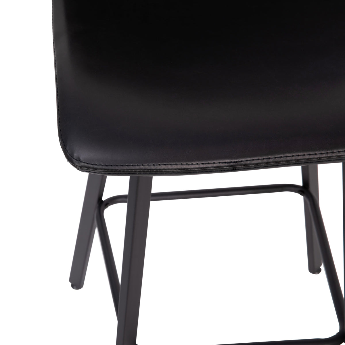 Black LeatherSoft |#| Set of 2 Commercial Indoor Armless Iron Barstools - Black LeatherSoft