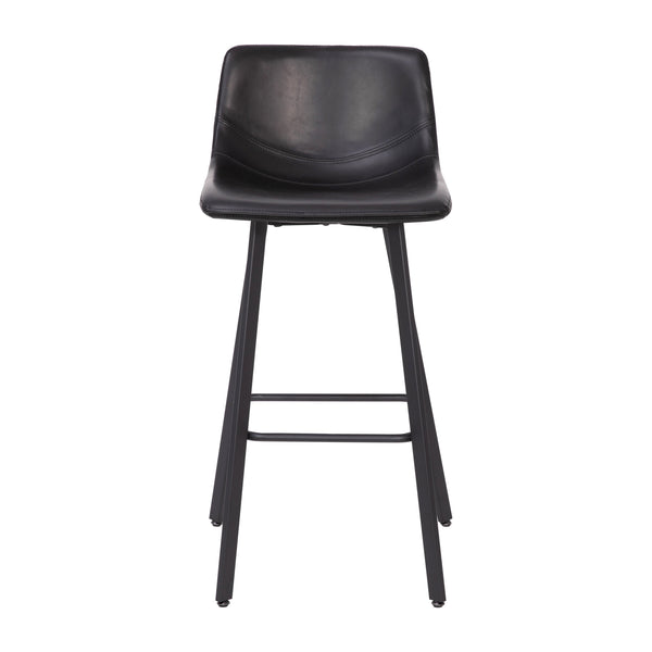 Black LeatherSoft |#| Set of 2 Commercial Indoor Armless Iron Barstools - Black LeatherSoft