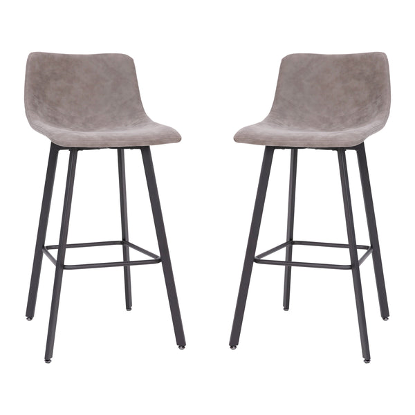 Gray LeatherSoft |#| Set of 2 Commercial Indoor Armless Iron Barstools - Gray LeatherSoft