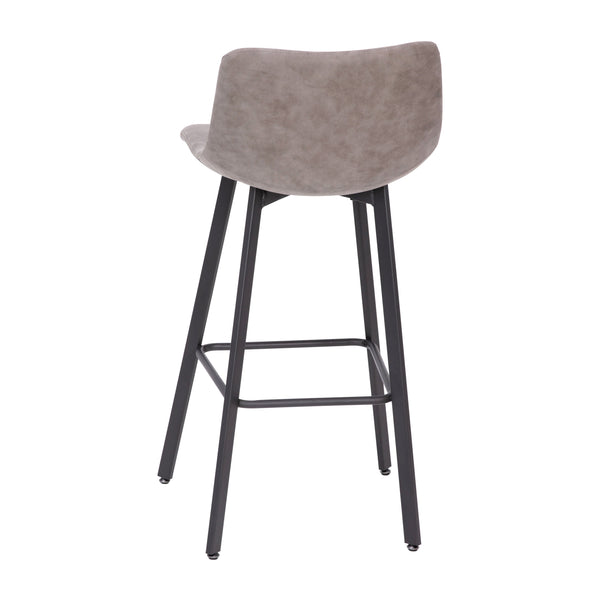 Gray LeatherSoft |#| Set of 2 Commercial Indoor Armless Iron Barstools - Gray LeatherSoft