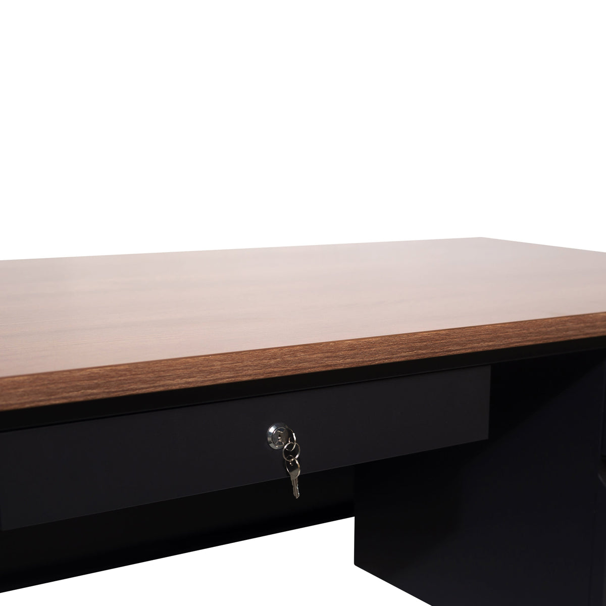 Walnut |#| Commercial Right Side Single Pedestal Desk-3 Locking Drawers in Walnut-30x70