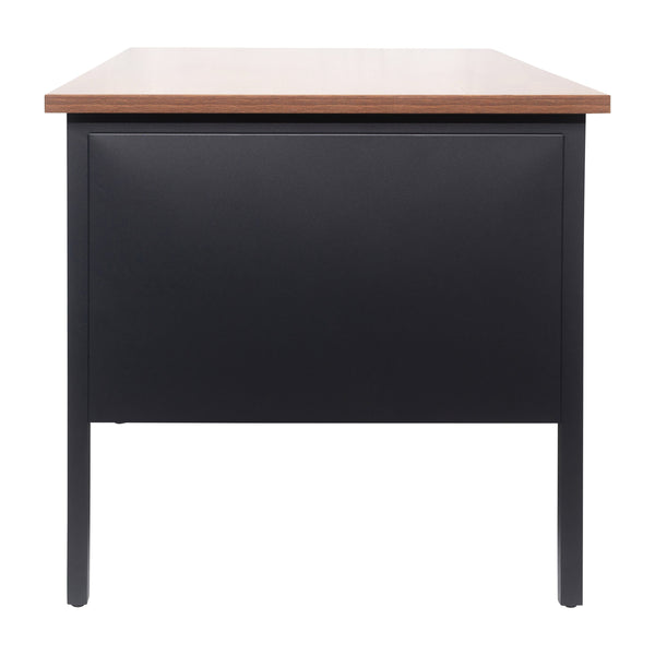 Walnut |#| Commercial Right Side Single Pedestal Desk-3 Locking Drawers in Walnut-30x70