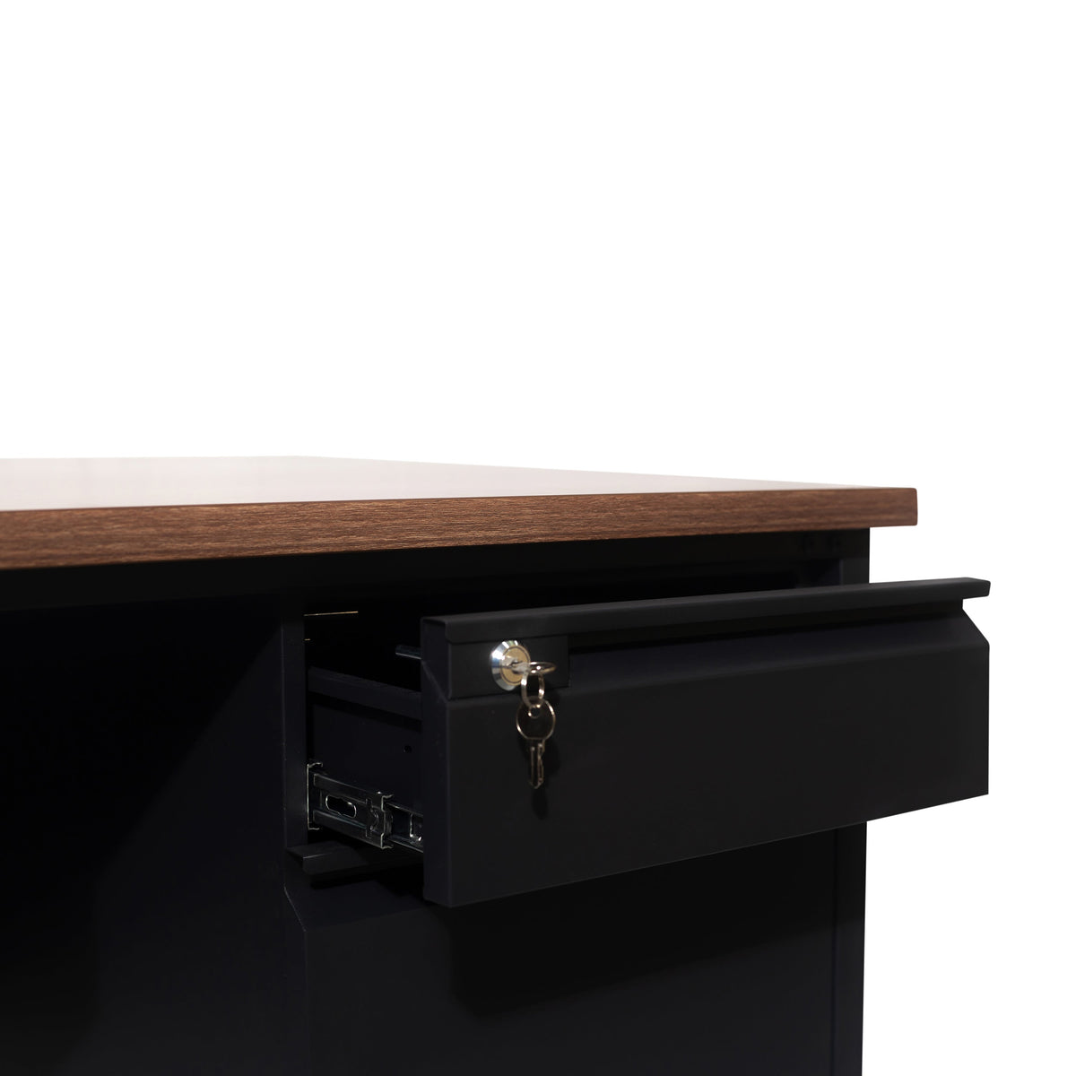 Walnut |#| Commercial Right Side Single Pedestal Desk-3 Locking Drawers in Walnut-30x70